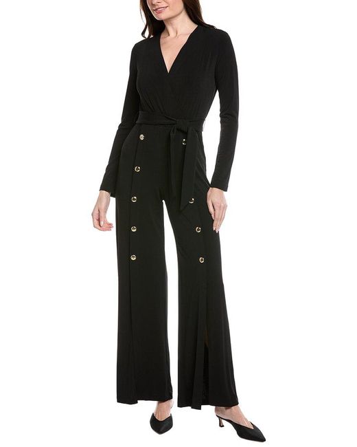 Joseph Ribkoff Black Waist-Tie Embellished Jumpsuit