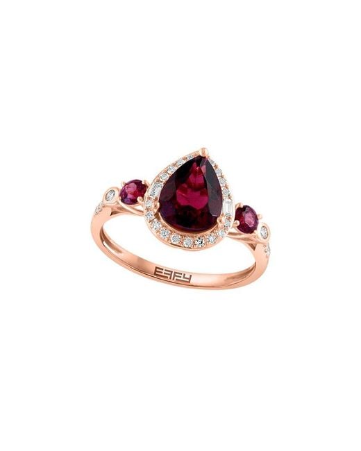 Effy Fine Jewelry Pink 14K Over 3.07 Ct. Tw. Diamond & Garnet Ring