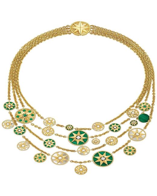 Dior Green Dior 18K 6.28 Ct. Tw. Diamond & Emerald Des Vents Necklace (Authentic Pre- Owned)