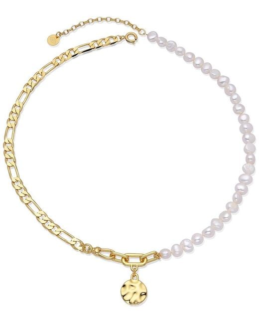 Eye Candy LA Metallic Fresh Water Pearl Pendant Necklace