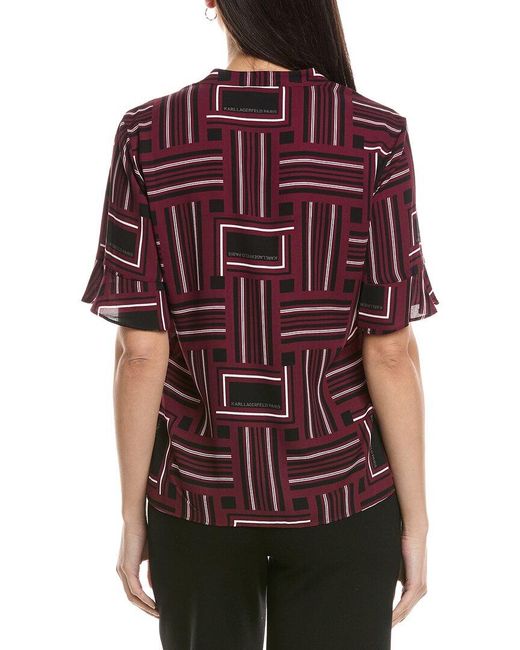 Karl Lagerfeld Red Ruffle Blouse