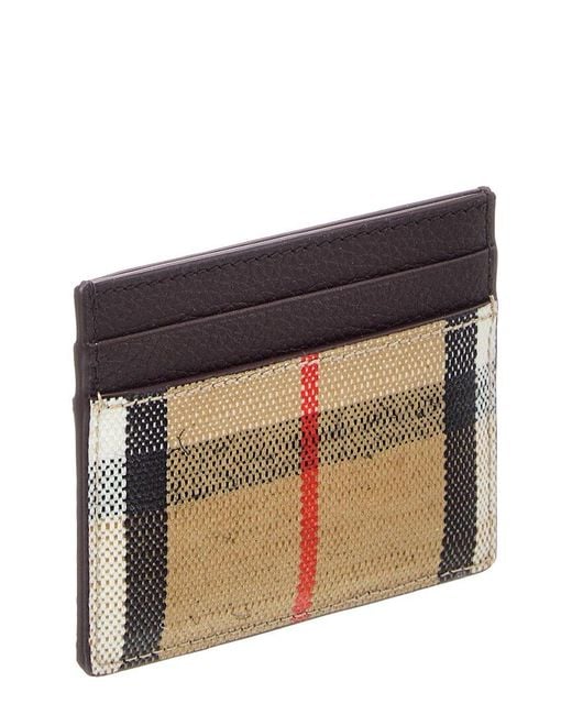 Burberry Brown Check E-Canvas & Leather Card Holder