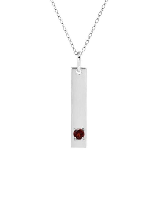MaxColor White 14K 0.09 Ct. Tw. Garnet Pendant Necklace