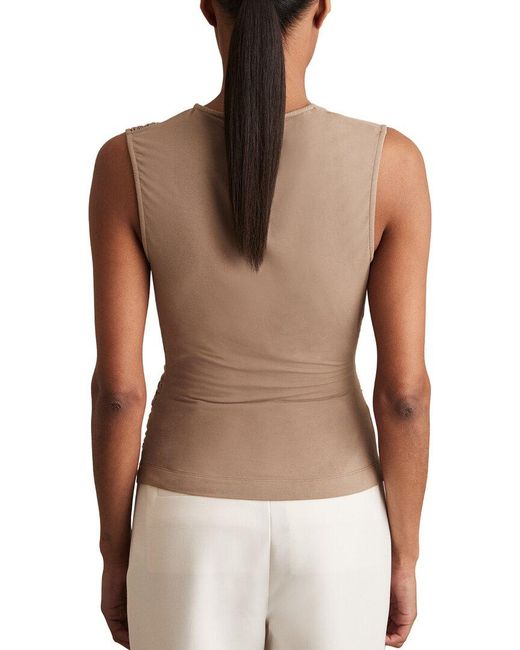 Reiss Brown Dani Ruched Shoulder Vest