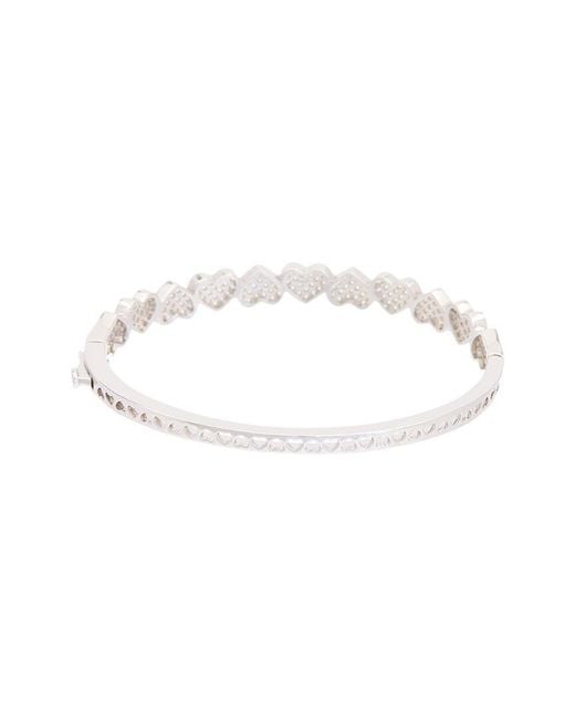 Juvell White 18K Plated Cz Heart Bangle Bracelet