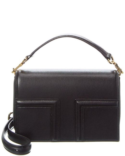 Totême  Black T Flap Mini Leather Shoulder Bag
