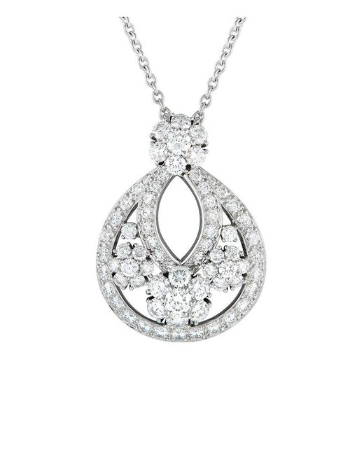 Van Cleef & Arpels Metallic Platinum 3.05 Ct. Tw. Diamond Snowflake Necklace (Authentic Pre-Owned)