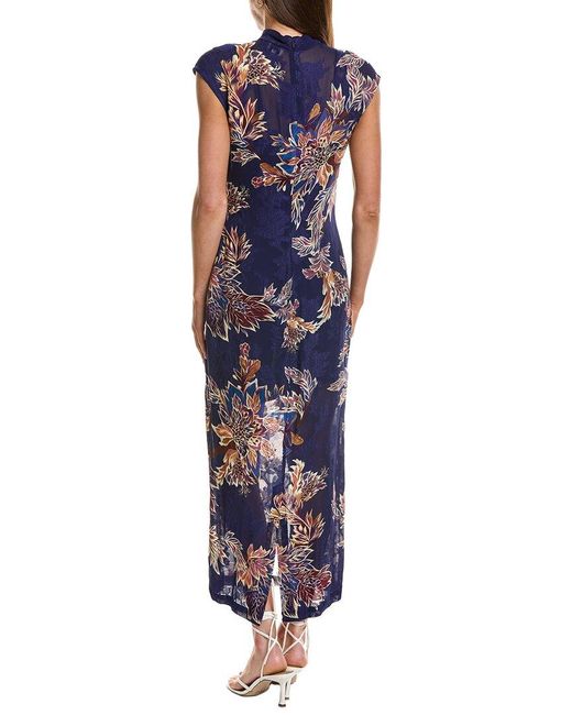 Hemant & Nandita Blue Burnout Jacquard Midi Dress
