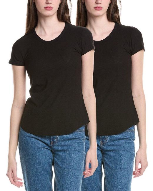 James Perse Black 2Pk Crew Shirt
