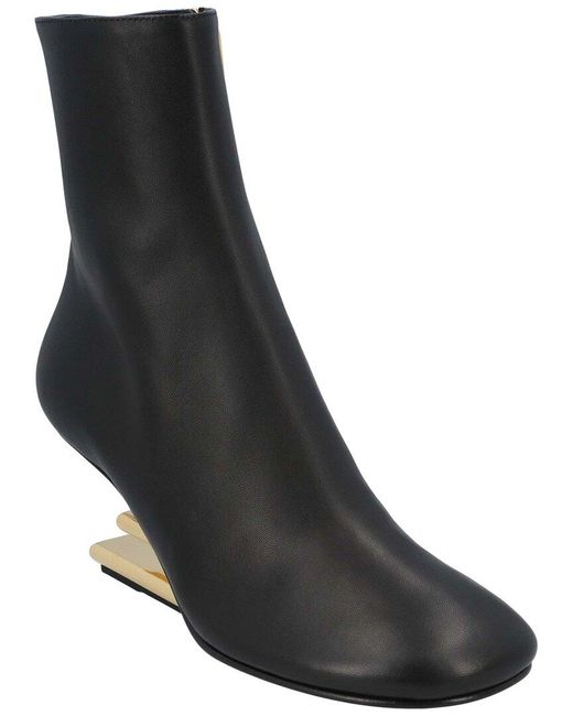 Fendi Black Leather Heeled Bootie, Never Worn (Authentic Pre-Loved)