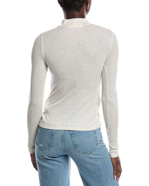 Project Social T White Belle Baby Rib Mock Neck Top