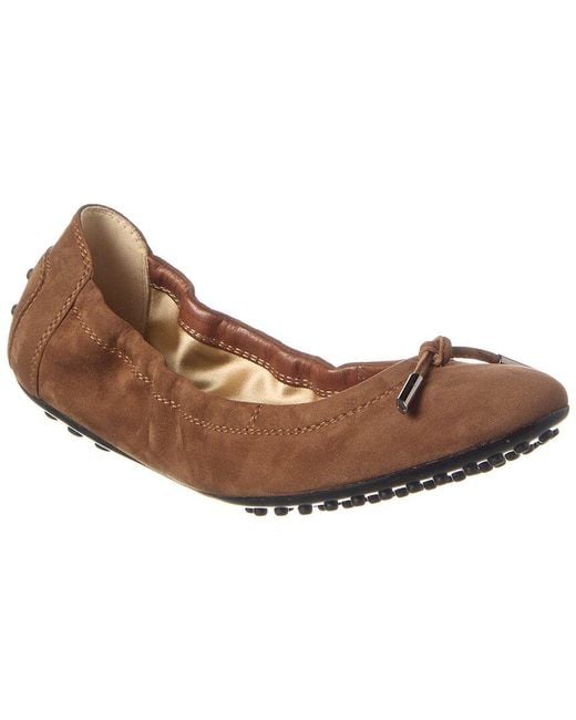 Tod's Brown Knot Detail Suede Flat