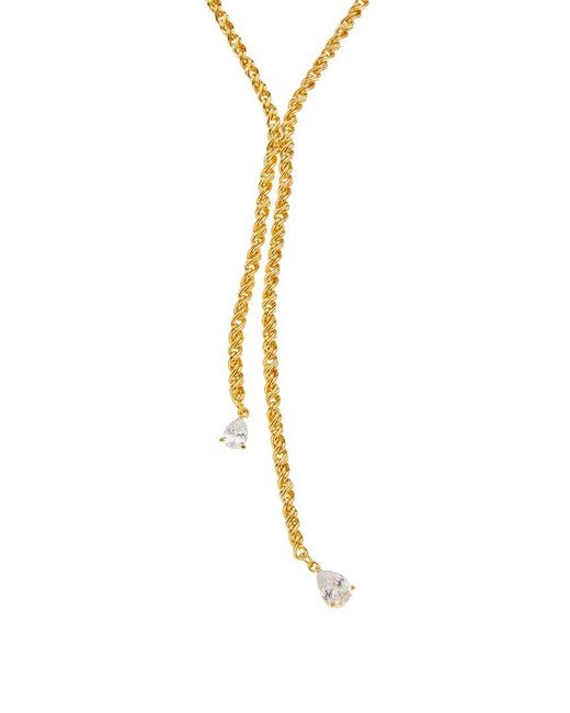 Crystal Haze Jewelry Metallic 18K Plated Cz Lariat Necklace