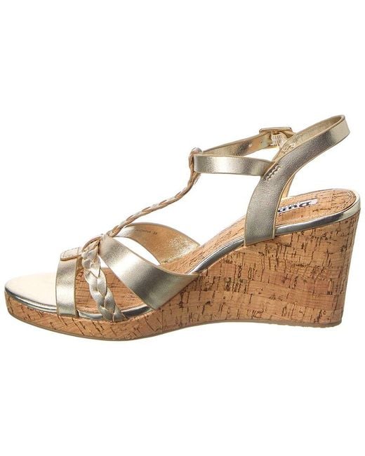 Dune Metallic Koali Leather Wedge Sandal