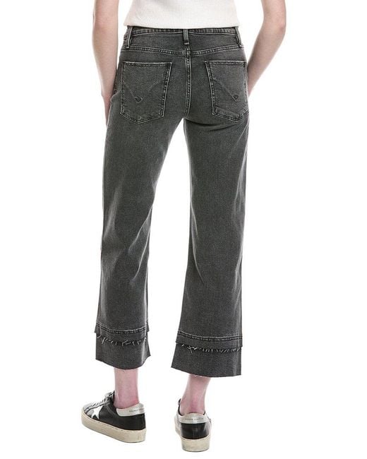 Hudson Blue Rosie High-Rise Asphalt Wide Leg Ankle Raw Hem Jean