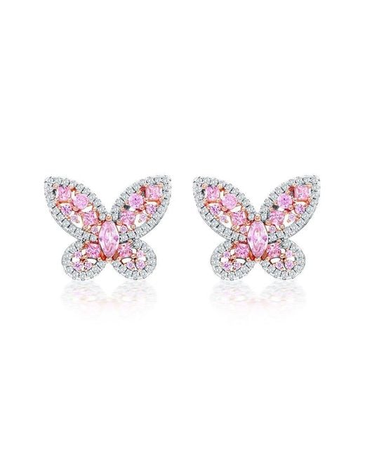 Suzy Levian CZ Jewelry Pink Suzy Levian Gala Collection Cz Stud Earrings