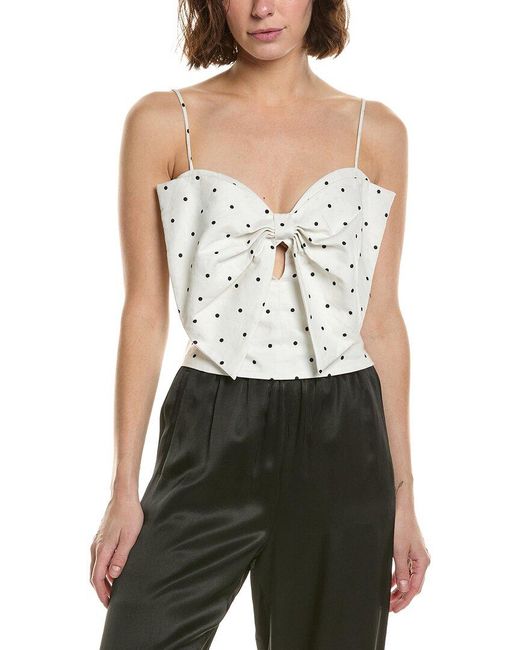 Bardot White Vieda Linen Bow Front Top
