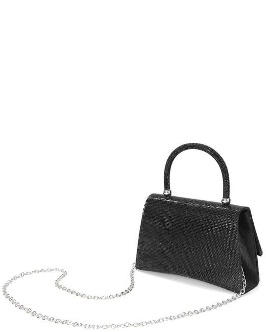 Tiffany & Fred Paris Black Crystal-Embellished Leather Evening Satchel