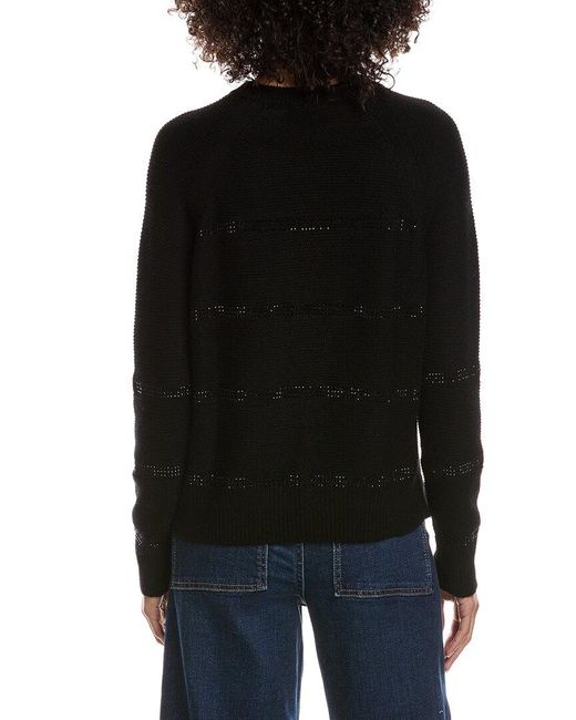 Forte Black Crystal Wool & Cashmere-Blend Raglan Sweater