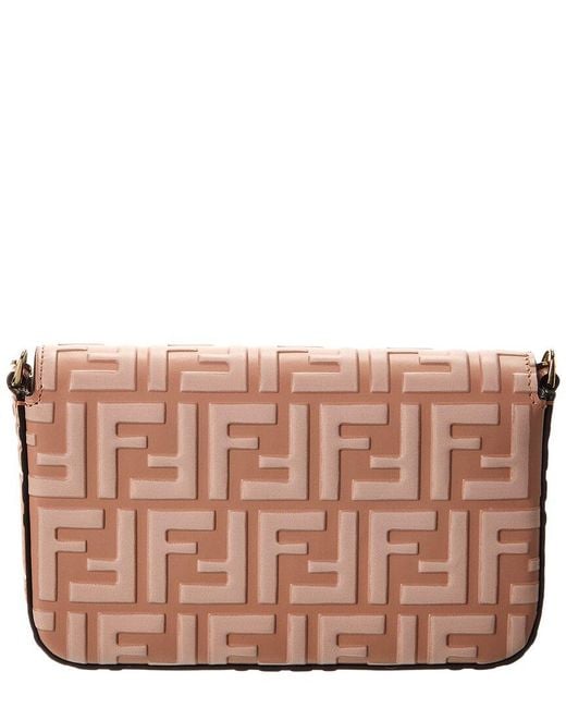Fendi Brown Ff Diamonds Leather Wallet On Chain