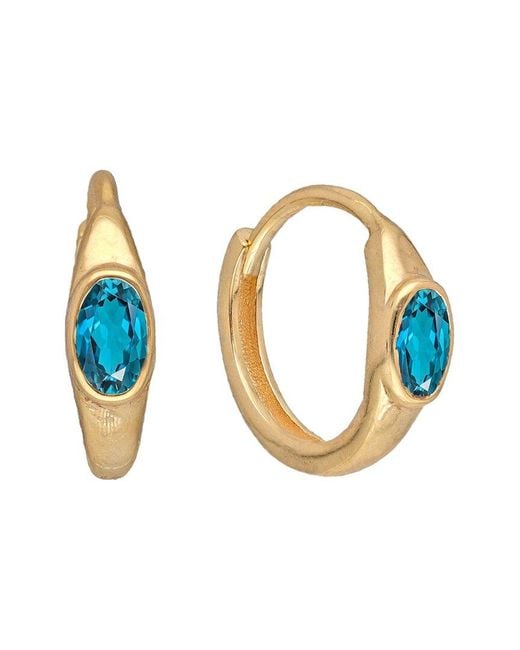 TIRAMISU Blue 14K Plated 0.60 Ct. Tw. London Topaz Huggie Earrings