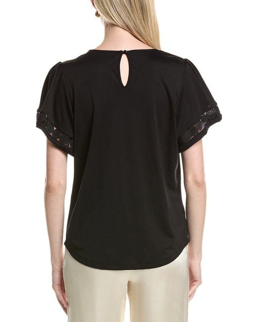 Anne Klein Black Keyhole Blouse