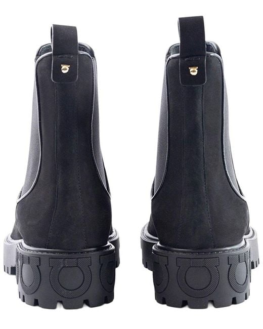 Ferragamo Blue Logo Leather Bootie