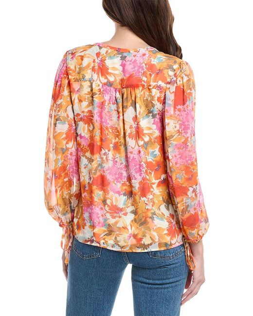 Vince Camuto Orange Puff Sleeve Blouse