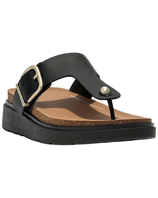 Fitflop Black Leather Toe Post Sandal