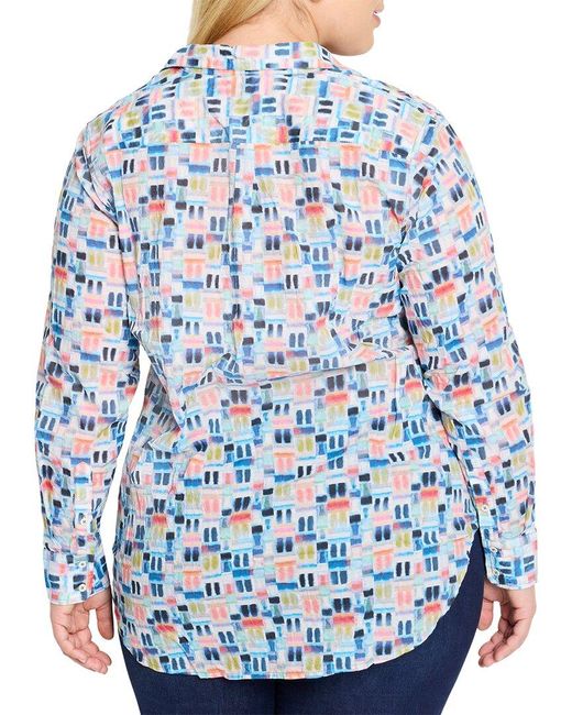 NIC+ZOE Blue Plus Portofino Boyfriend Shirt