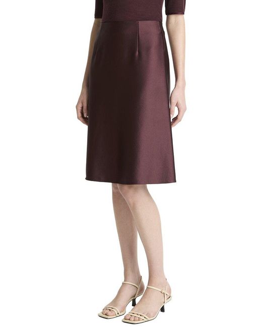 Vince Red Pebbled Satin Above Knee Skirt