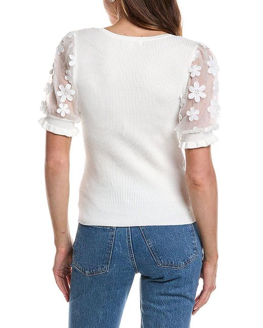 Design History White Lace Sleeve Sweater Top