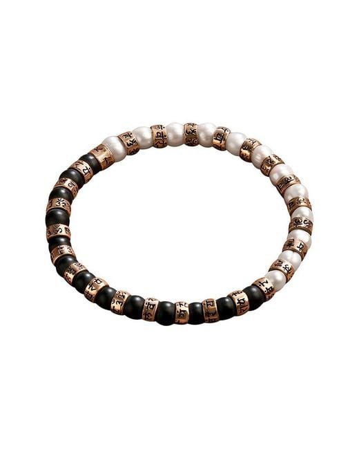Karma and Luck Metallic Pearl/Matte Onyx & Pearl Stretch Bracelet