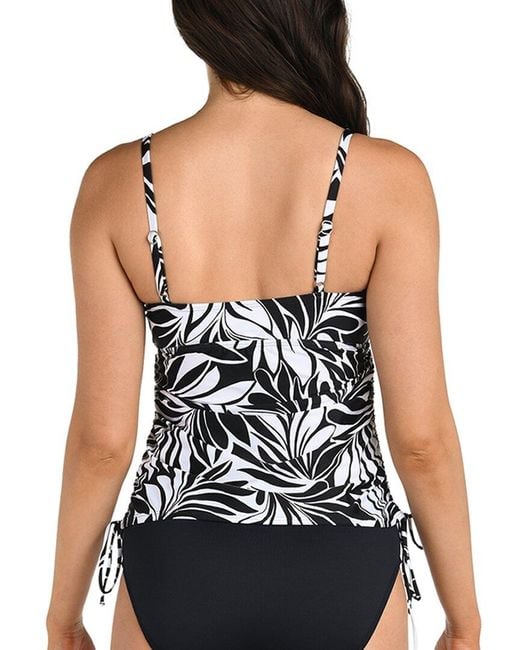 24th & Ocean Black Floating Palms Tankini Top