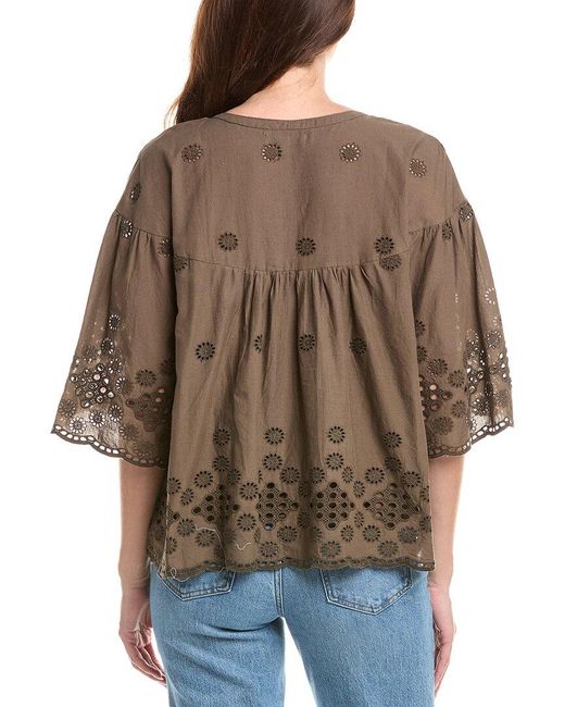 Michael Stars Brown Gloria Flutter Top