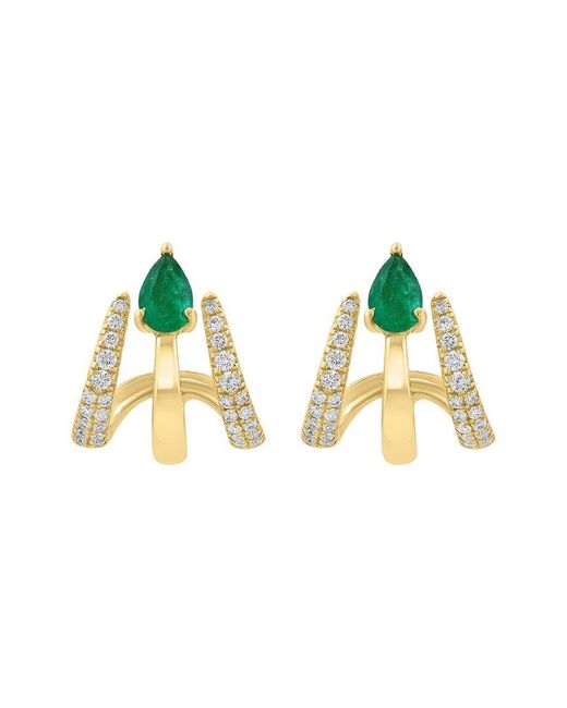 Effy Fine Jewelry Metallic 14K 0.65 Ct. Tw. Diamond & Emerald Earrings