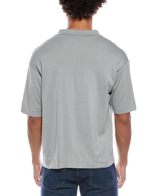 FRAME Gray Frame Silk-Blend Polo Sweater for men