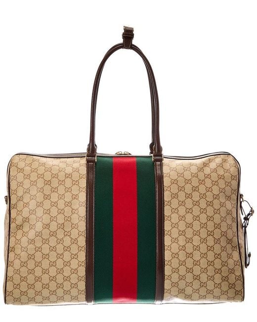 Gucci Brown Gg Web Medium Supreme Gg Canvas & Leather Luggage Bag for men