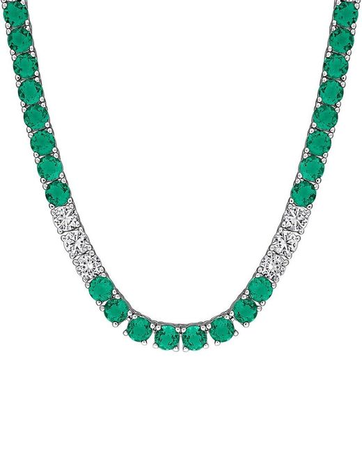 Rina Limor Blue 27.36 Ct. Tw. Lab-Grown Emerald, Sapphire Tennis Necklace