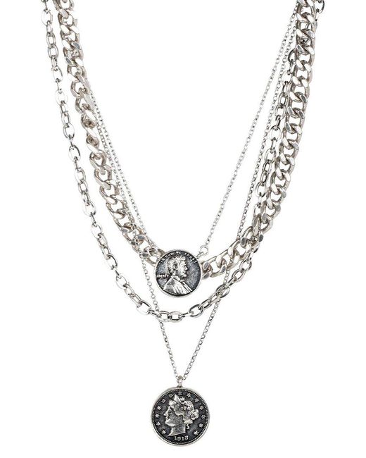 Saachi Metallic Plated Coin Layered Necklace