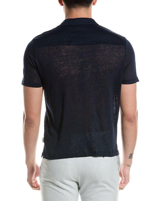 Onia Black Shaun Linen Polo Shirt for men
