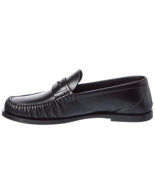 Saint Laurent Black Cassandre Leather Loafer