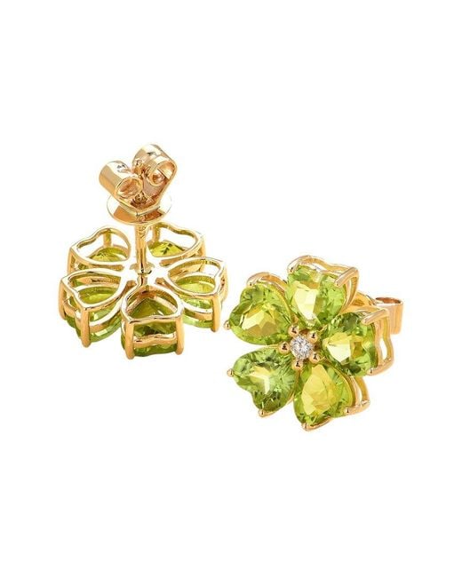 Nina Zhou Jewelry Green 14K 5.84 Ct. Tw. Diamond & Peridot Stud Earrings