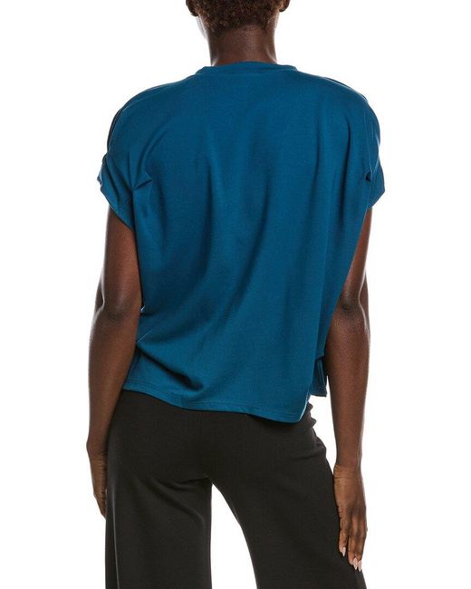 Gracia Blue Pearl Work Round Neck Top
