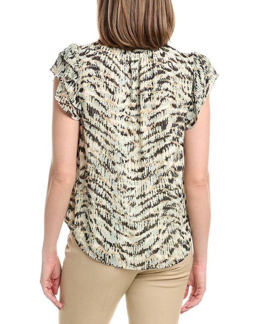 Anne Klein White Ruffle Sleeve Tie Blouse