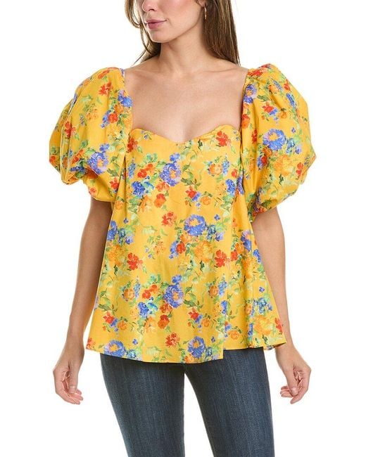 Caroline Constas Yellow Palmer Top