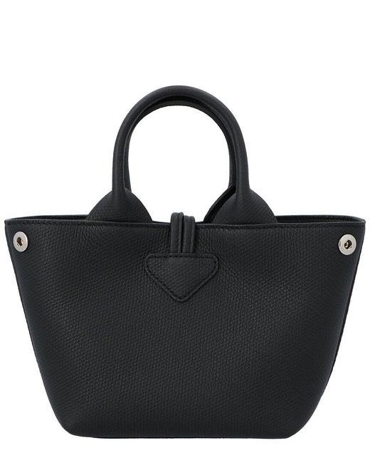 Longchamp Black Le Roseau Extra Small Leather Handbag