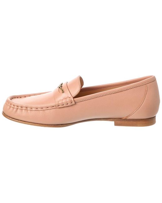 Chloé Pink Logo Leather Loafer