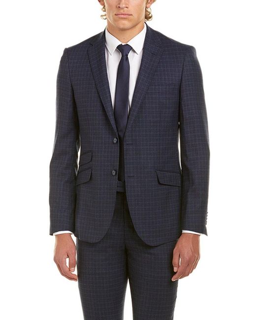 English Laundry Blue 2Pc Wool Suit With Flat Pant for men