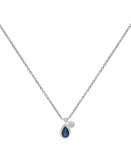 Haus of Brilliance Blue Colorful Gemstones 14K 0.60 Ct. Tw. Diamond & Sapphire Solitaire Necklace